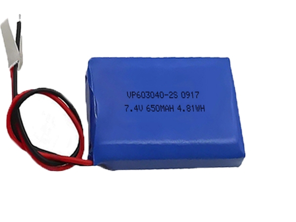 123040 7.4V 650mAh LiPo Battery