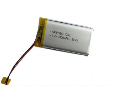 High Capacity 3.7V 2400mAh VP903665 Rechargeable Lipo Battery