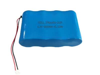 6.4V 6800mAh 26650 2S2P LiFePo4 Rechargeable Battery Pack