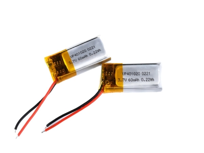 401020 3.7V 60mAh Rechargeable Lithium Polymer Battery 