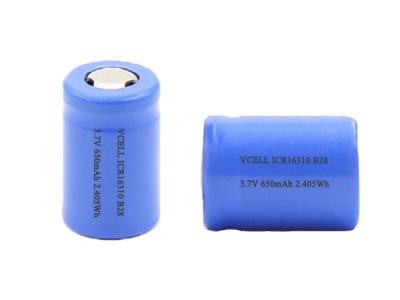 3.7V 650mAh ICR16310 Rechargeable Lithium Ion Battery