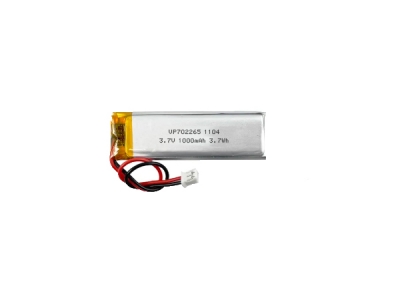 702265 3.7V 1000mAh Lithium Polymer Battery With Connector
