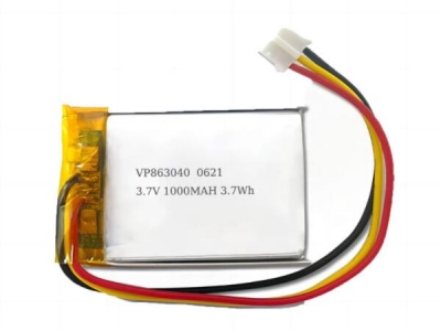 863040 3.7V 1000mAh 3.7Wh Lithium Polymer Battery 