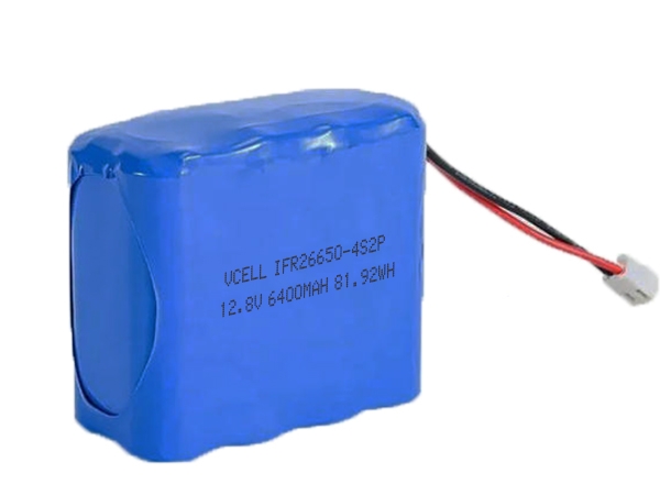 12.8V 6400mAh 4S2P 26650 Rechargeable LiFePO4 Battery Pack